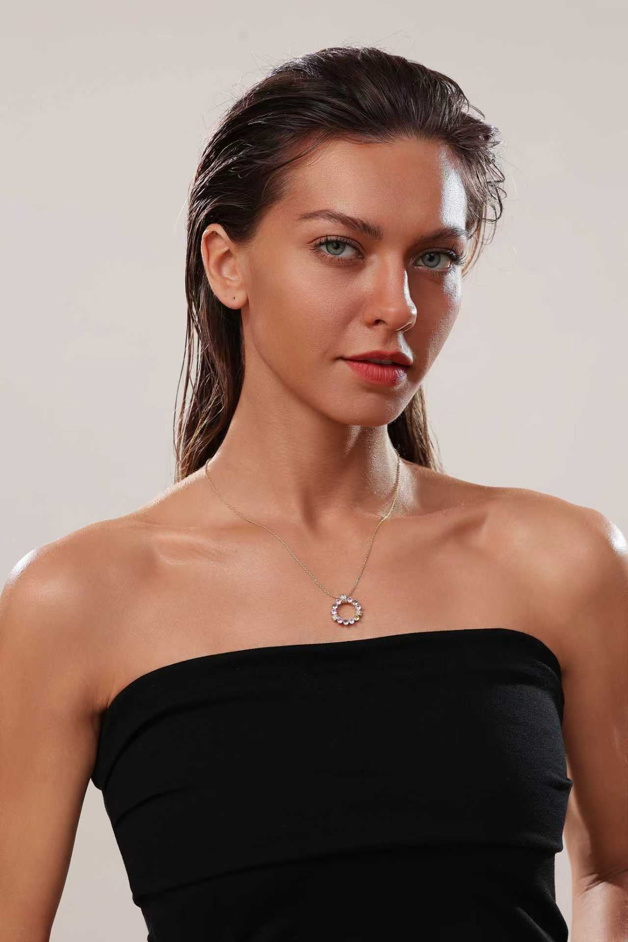 Golden Trine Necklace - 14K Gold Vermeil, Ruby & Sapphire