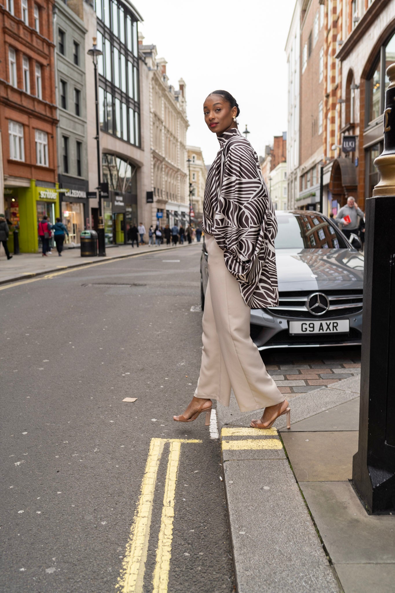 Brown and cream Palm leaves long Tunic