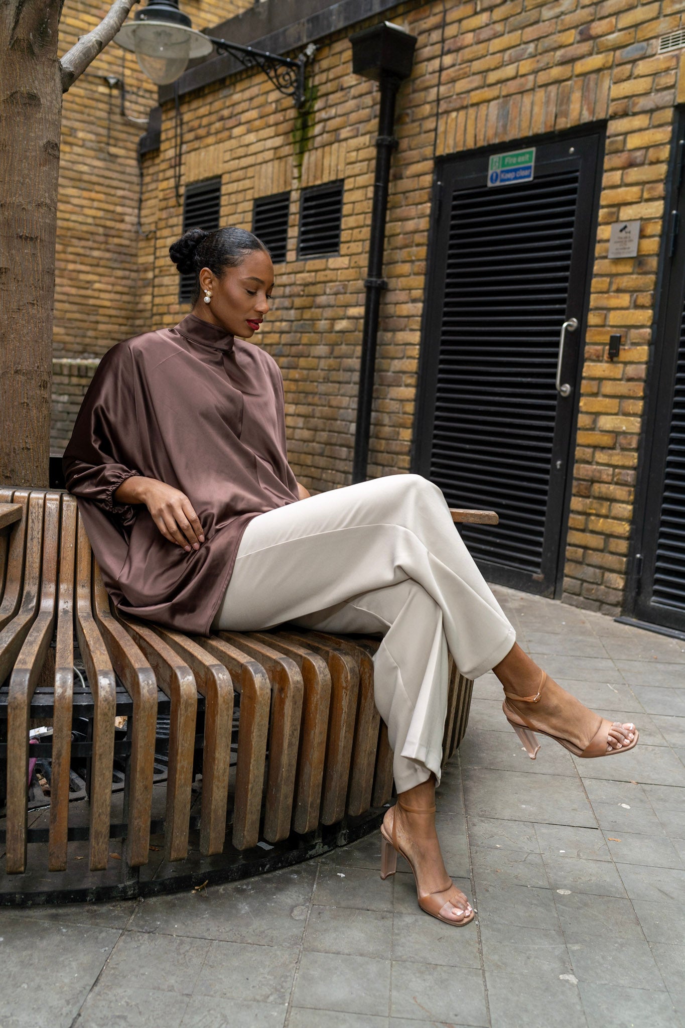 Brown Satin Tunic - Long