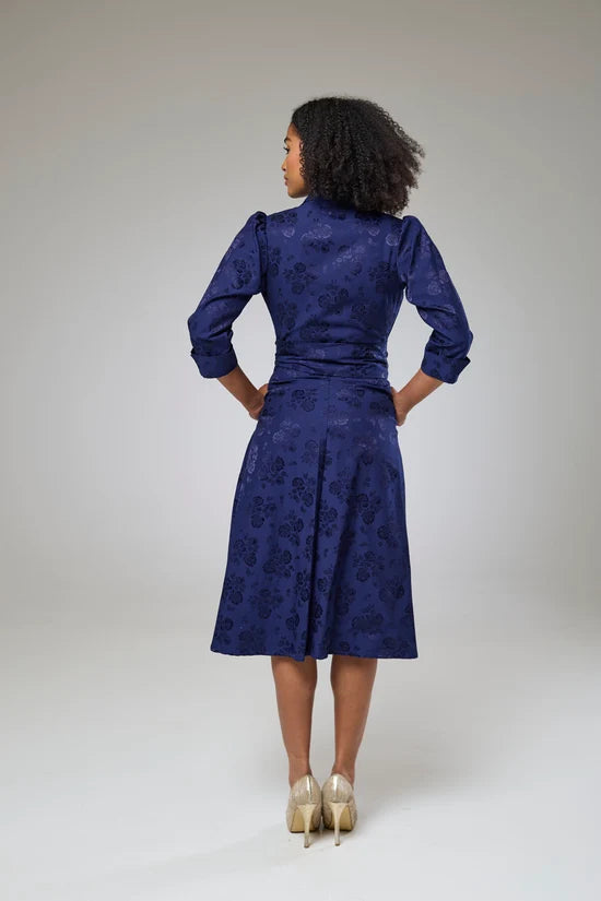 Royal Blue Petals Sleeved Dress