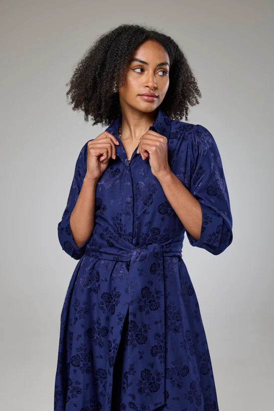Royal Blue Petals Sleeved Dress