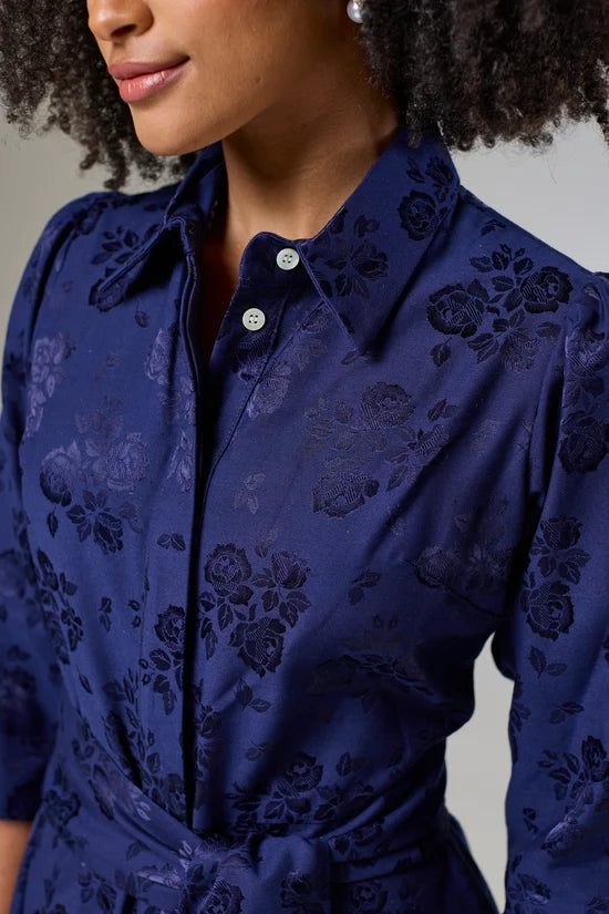 Royal Blue Petals Sleeved Dress