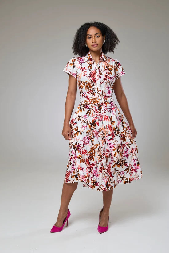 Blooming Pink Flora Short Sleeve Shirt Dress