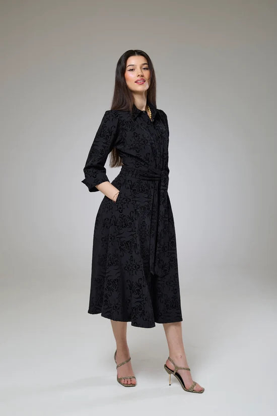 Vintage Black Velvet Sleeved Dress