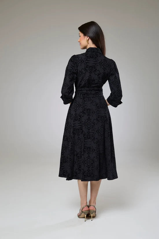 Vintage Black Velvet Sleeved Dress