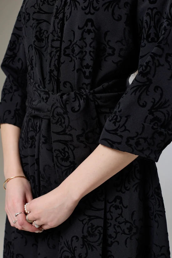 Vintage Black Velvet Sleeved Dress