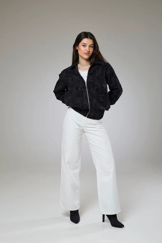 Vintage Black Velvet Bomber Jacket