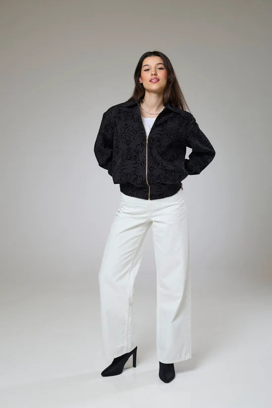 Vintage Black Velvet Bomber Jacket