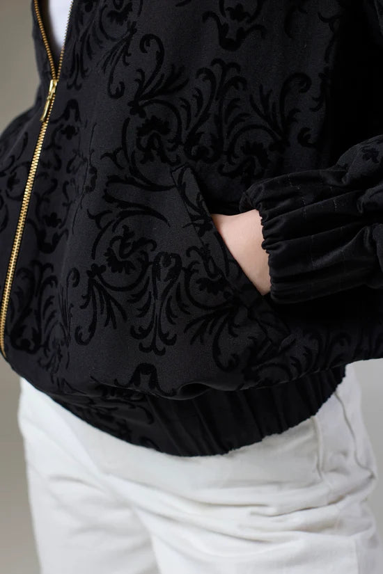 Vintage Black Velvet Bomber Jacket