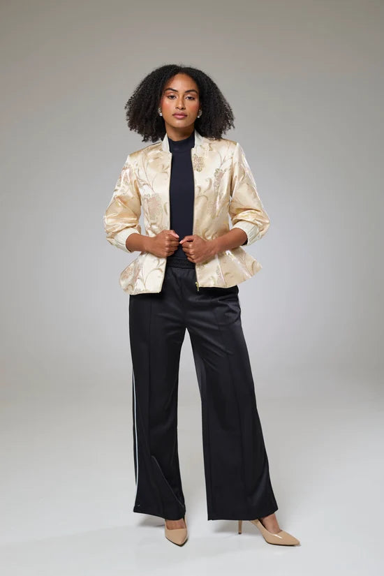 Ivory Shimmery Flora Fitted Jacket Blouse