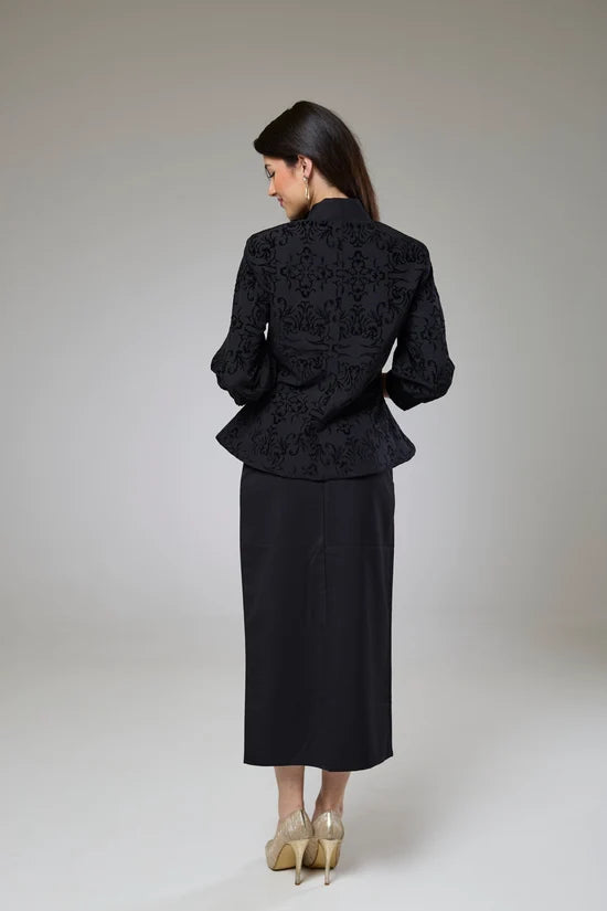 Vintage Black Velvet Fitted Jacket Blouse