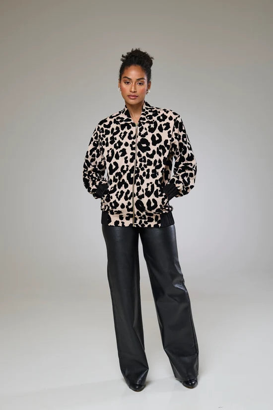 Leopard Velvet Bomber Jacket