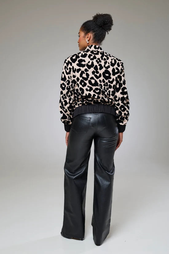 Leopard Velvet Bomber Jacket