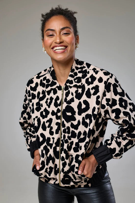 Leopard Velvet Bomber Jacket