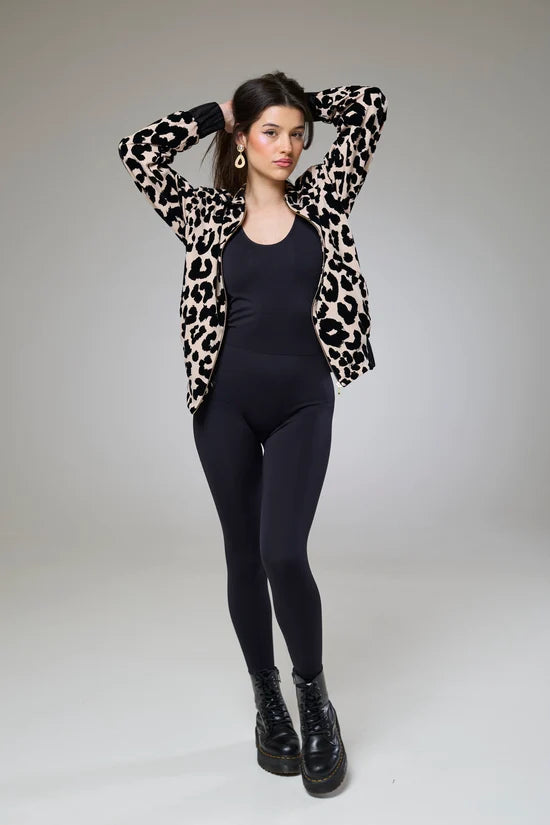Leopard Velvet Bomber Jacket