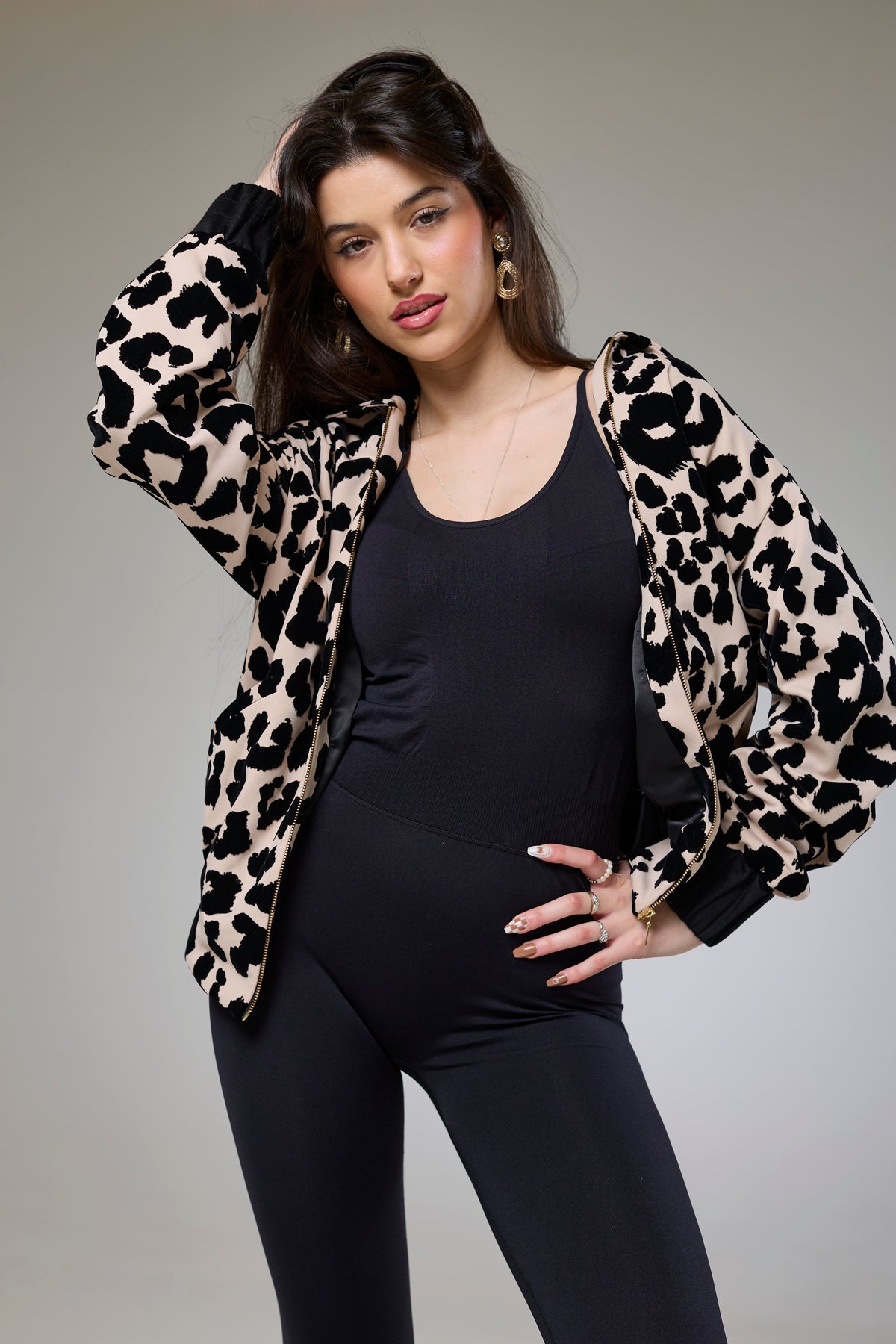 Leopard Velvet Bomber Jacket