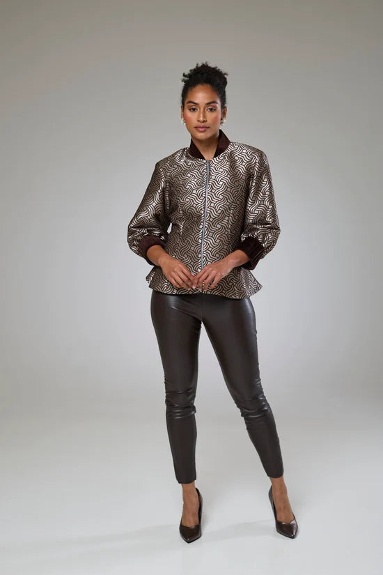 Dazzle Chocolate Shimmery Fitted Jacket Blouse