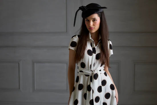 Absolute Polka Dot Linen Short Sleeve Shirt Dress