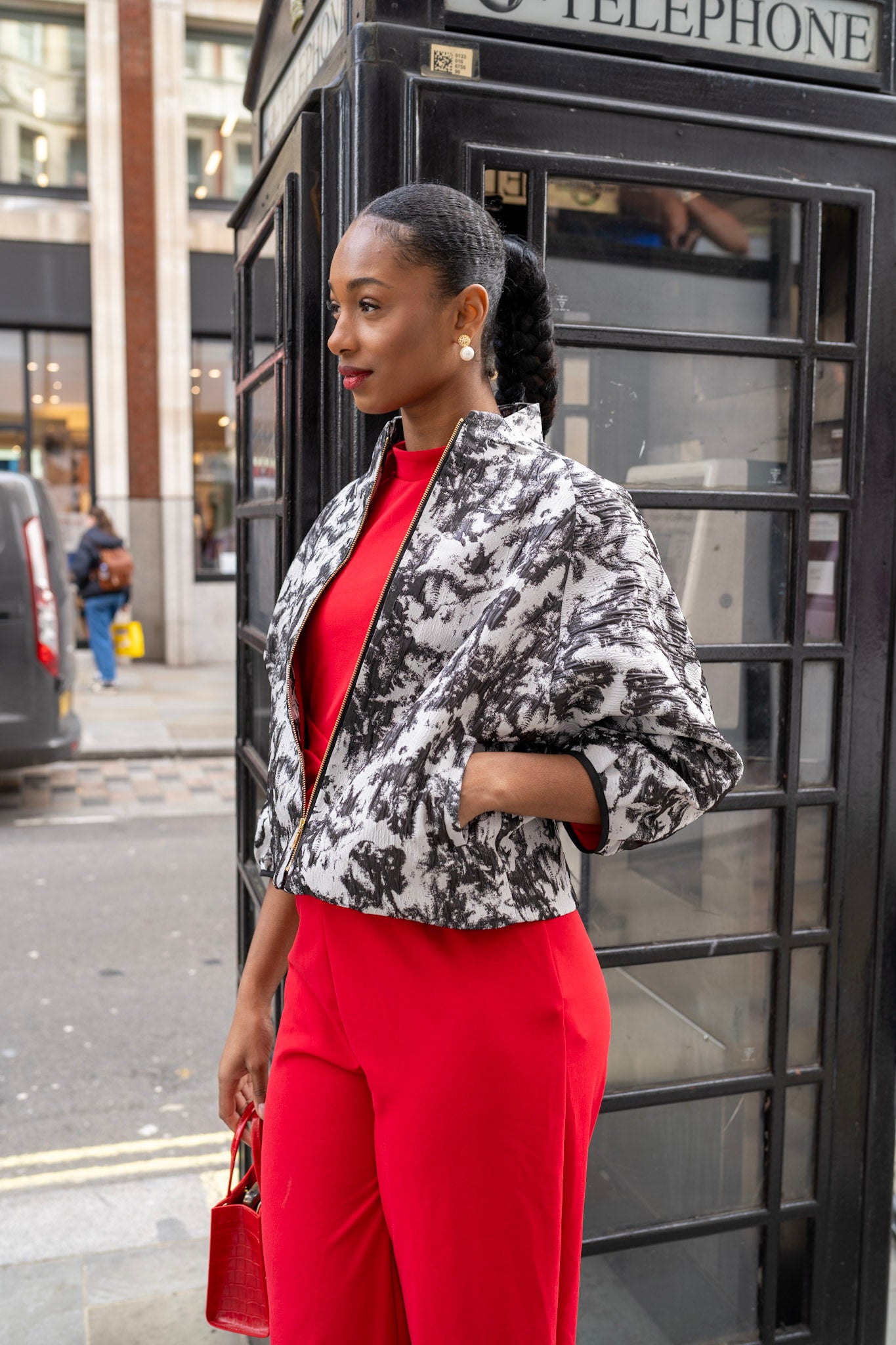 Monochrome Paint Brush Brocade Jacket
