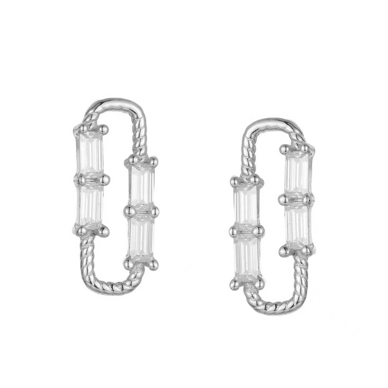 Rina Earrings - Solid 925 Sterling Silver, Rhodium-Plated