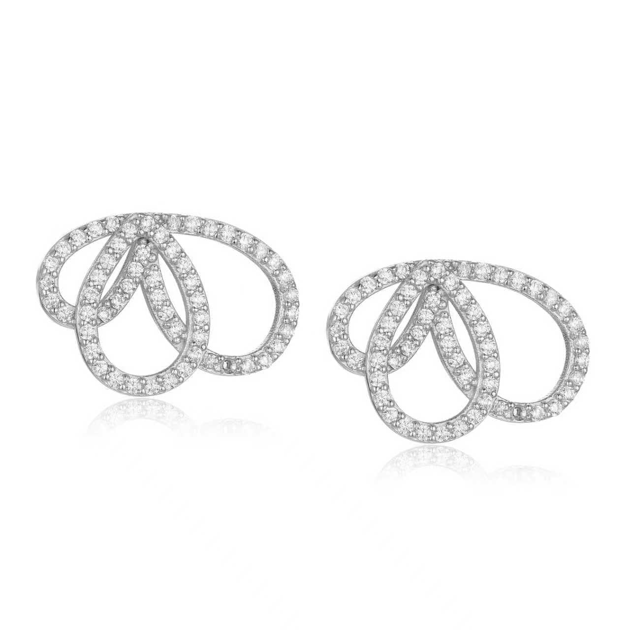 Marise Winged Studs - Solid 925 Sterling Silver, Rhodium-Plated, Moissanite