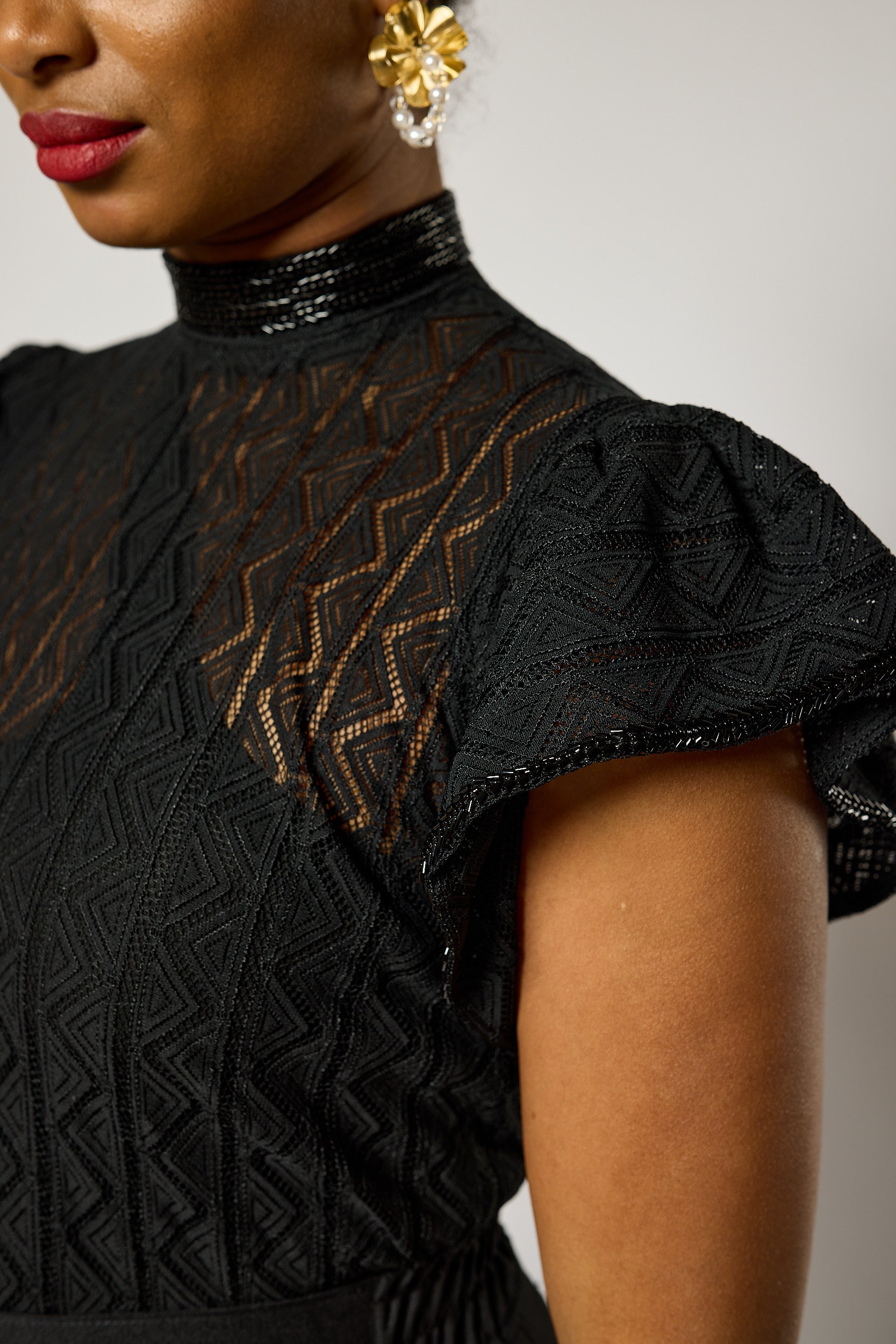 Signature Ebony Lace Hand - Beaded Blouse