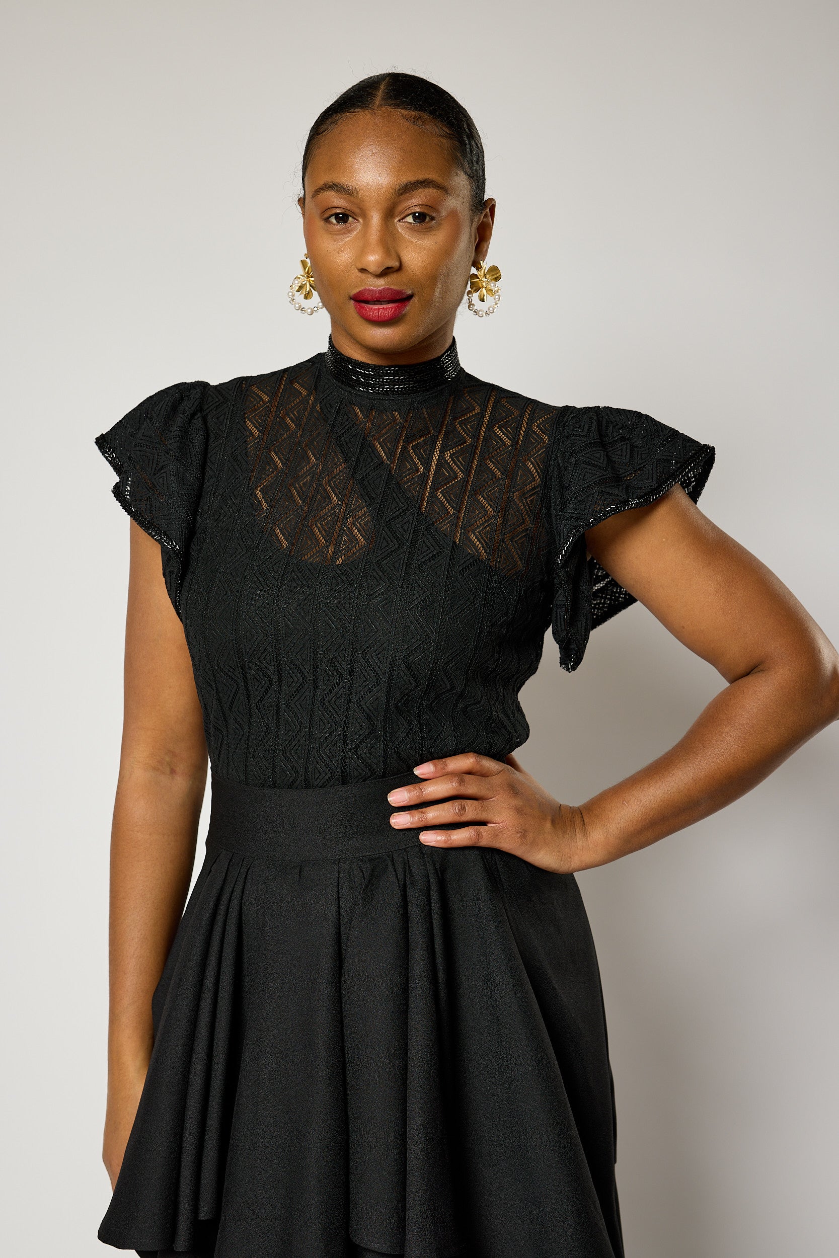 Signature Ebony Lace Hand - Beaded Blouse
