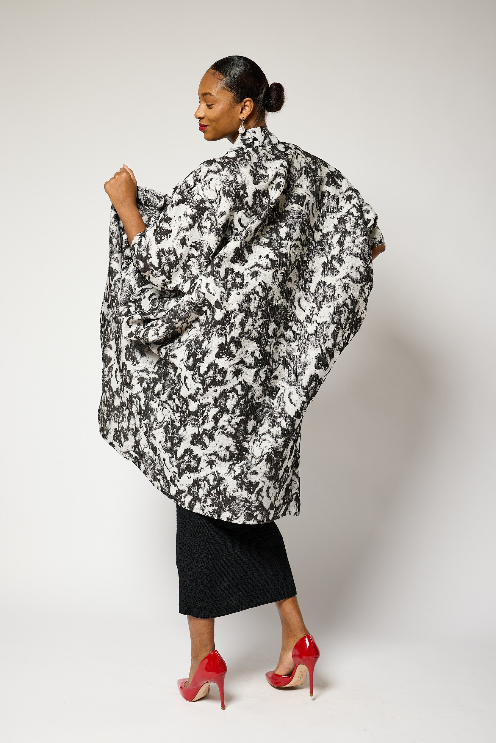 Monochrome Brocade Kimono Jacket