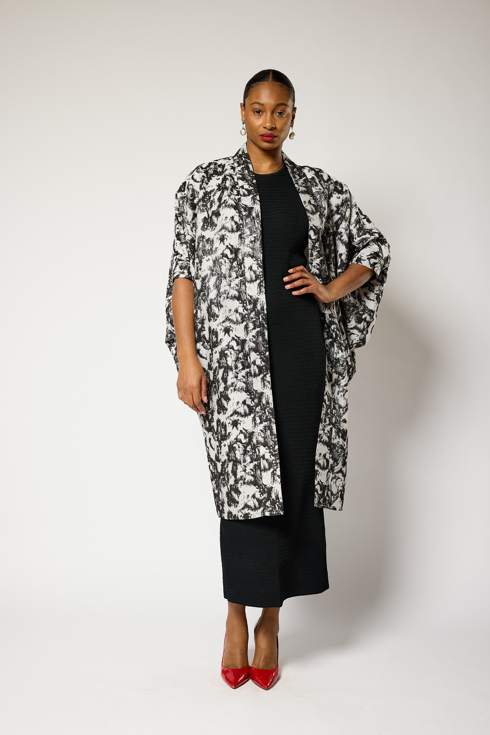 Monochrome Brocade Kimono Jacket