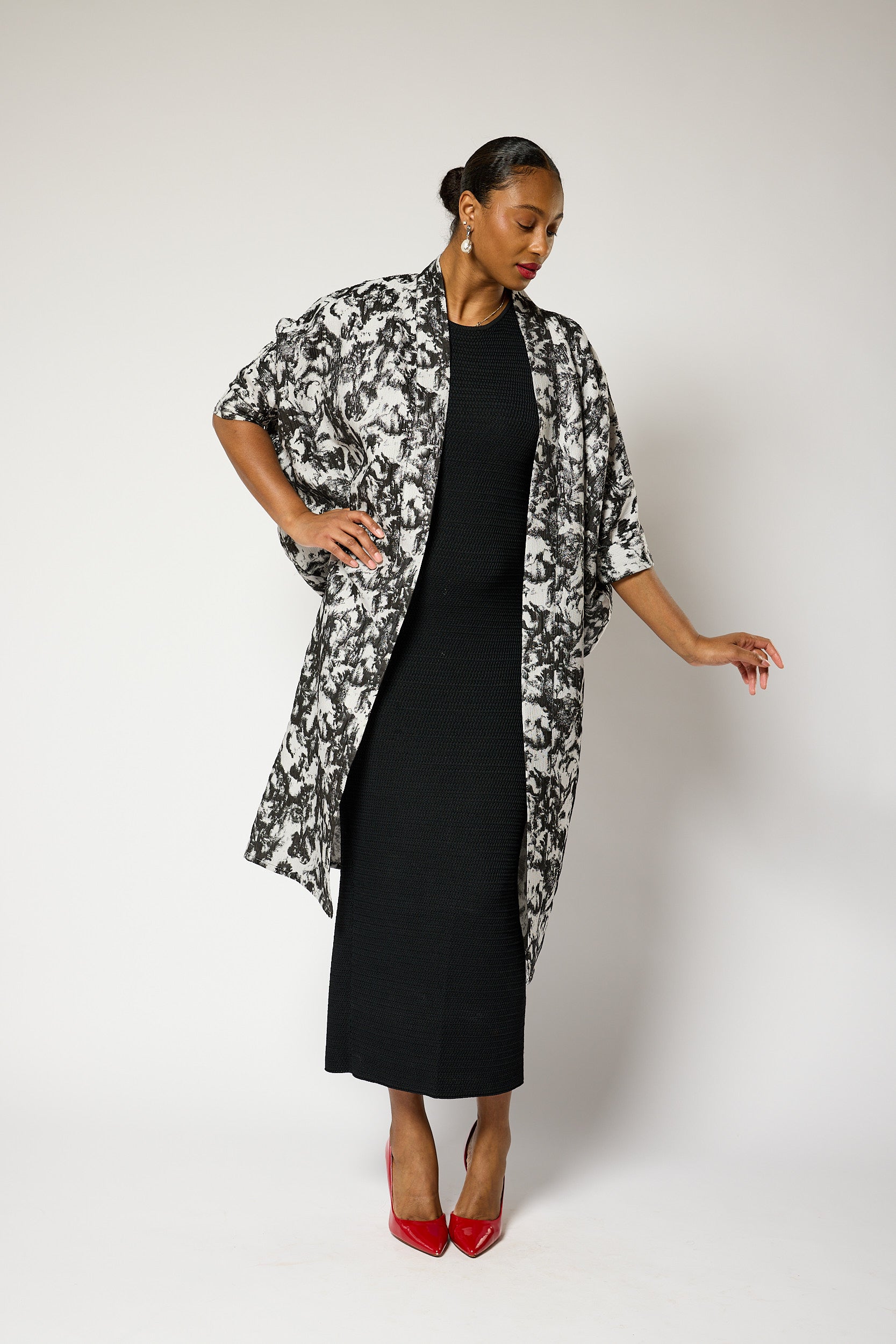 Monochrome Brocade Kimono Jacket