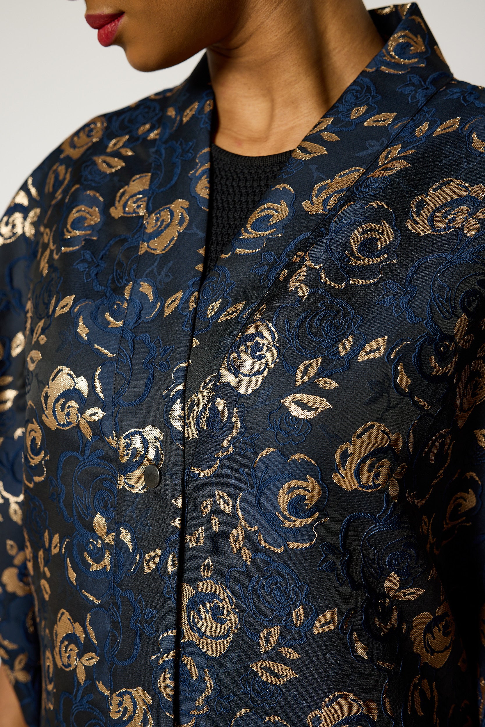 Regal Azure Blossom Kimono Jacket