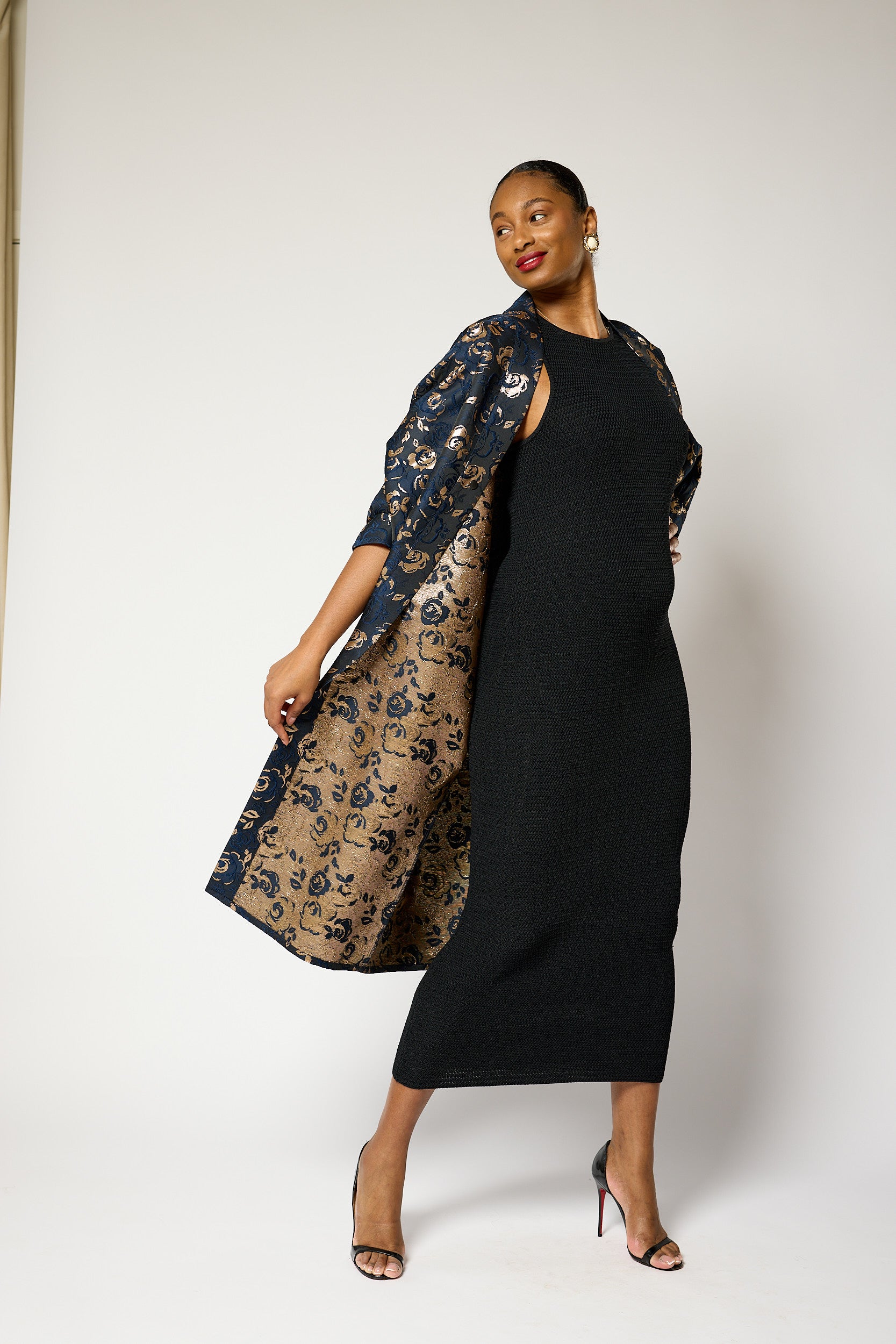 Regal Azure Blossom Kimono Jacket