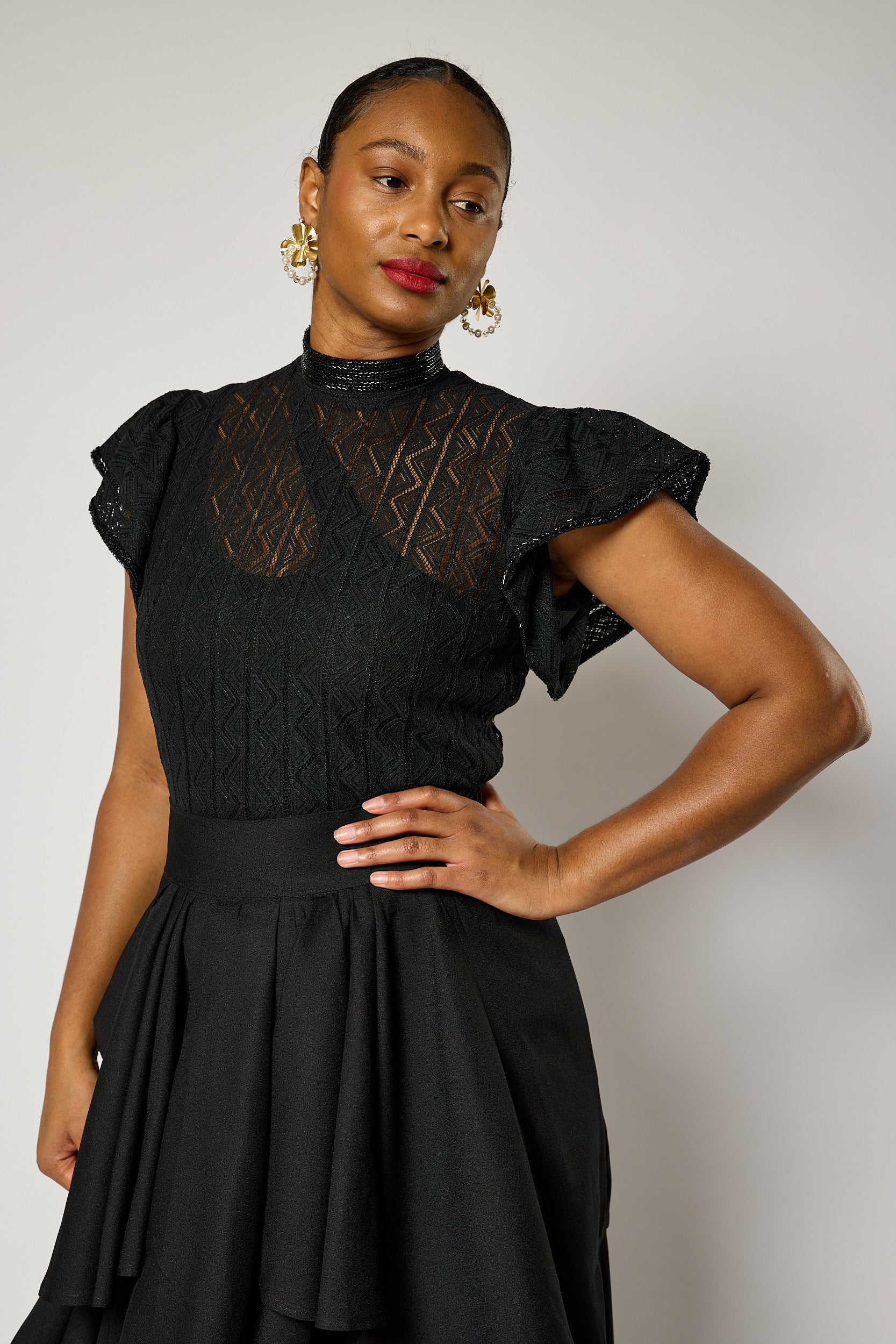 Signature Ebony Lace Hand - Beaded Blouse