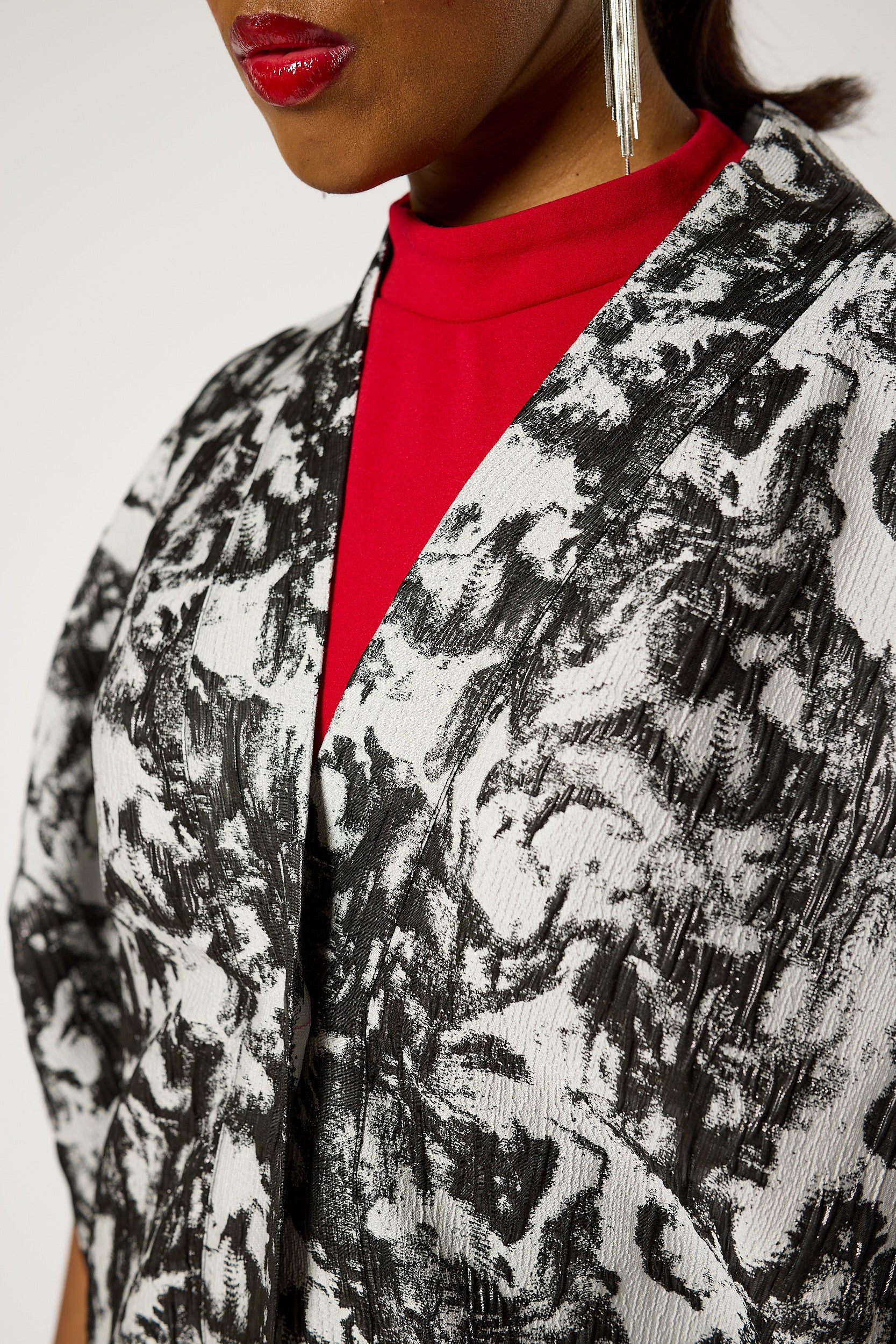 Monochrome Brocade Kimono Jacket