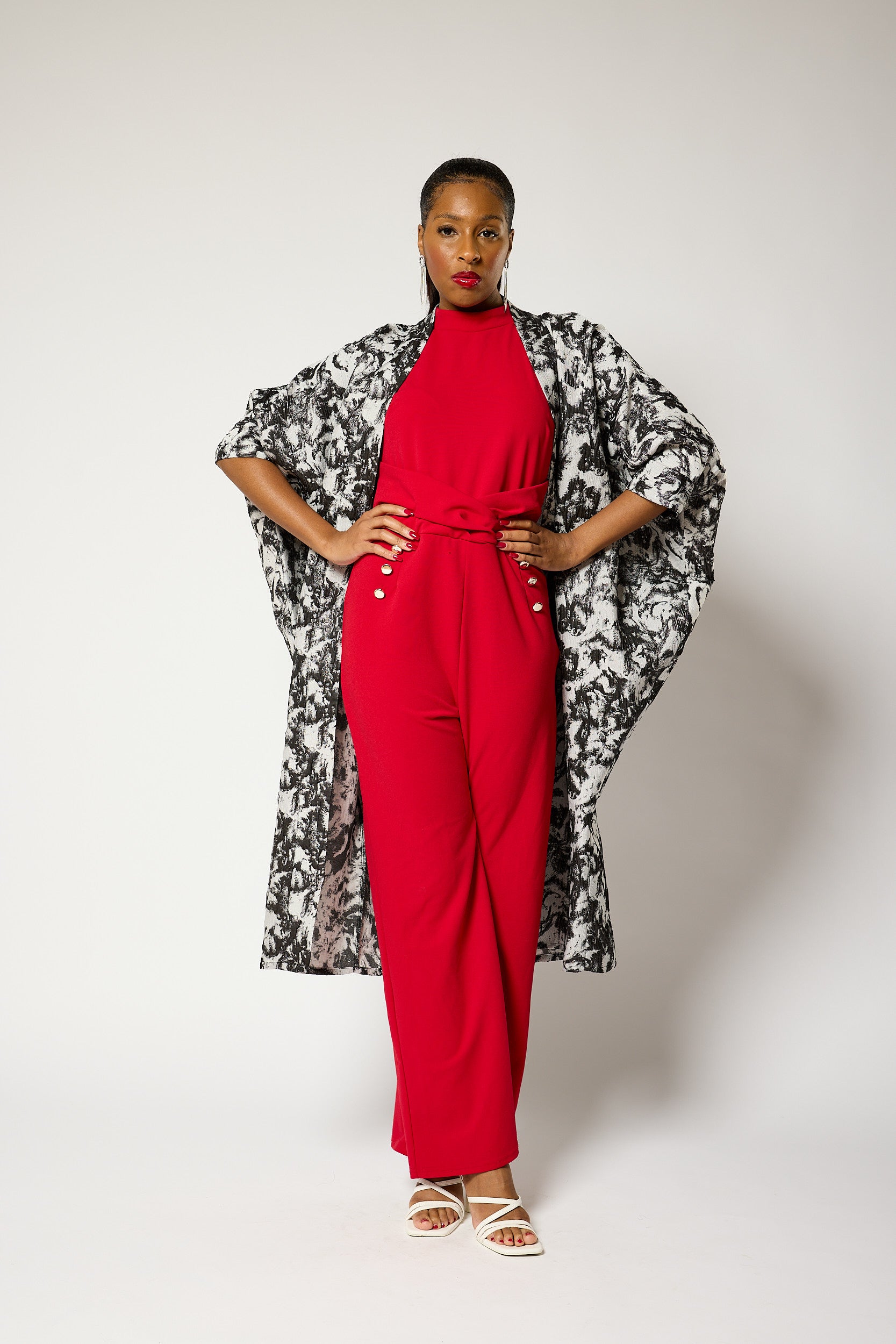 Monochrome Brocade Kimono Jacket