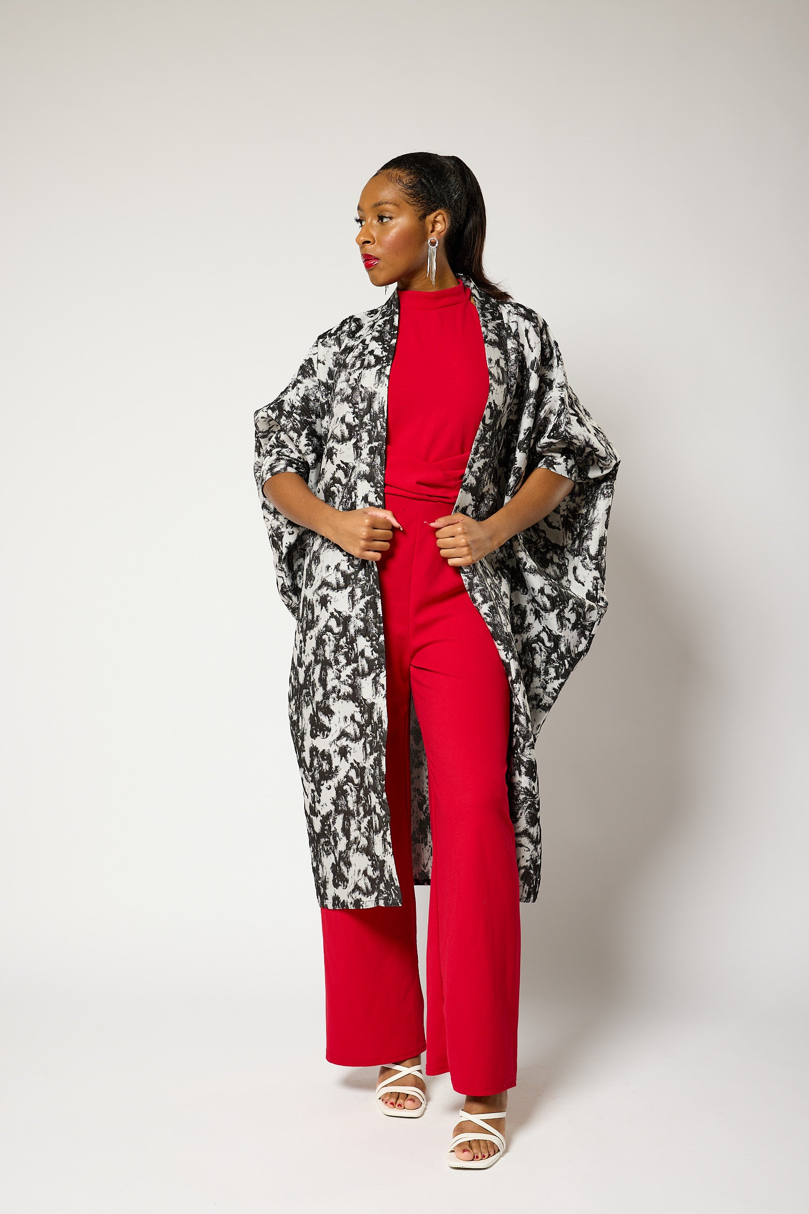 Monochrome Brocade Kimono Jacket