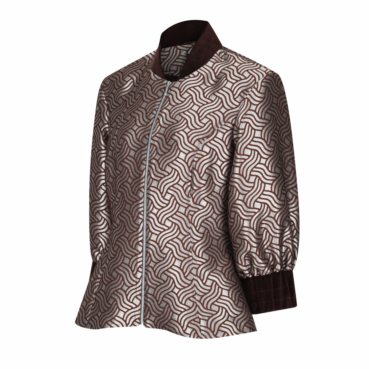 Dazzle Chocolate Shimmery Fitted Jacket Blouse