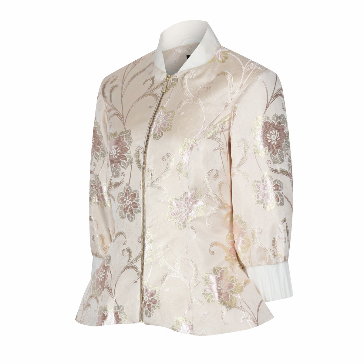 Ivory Shimmery Flora Fitted Jacket Blouse