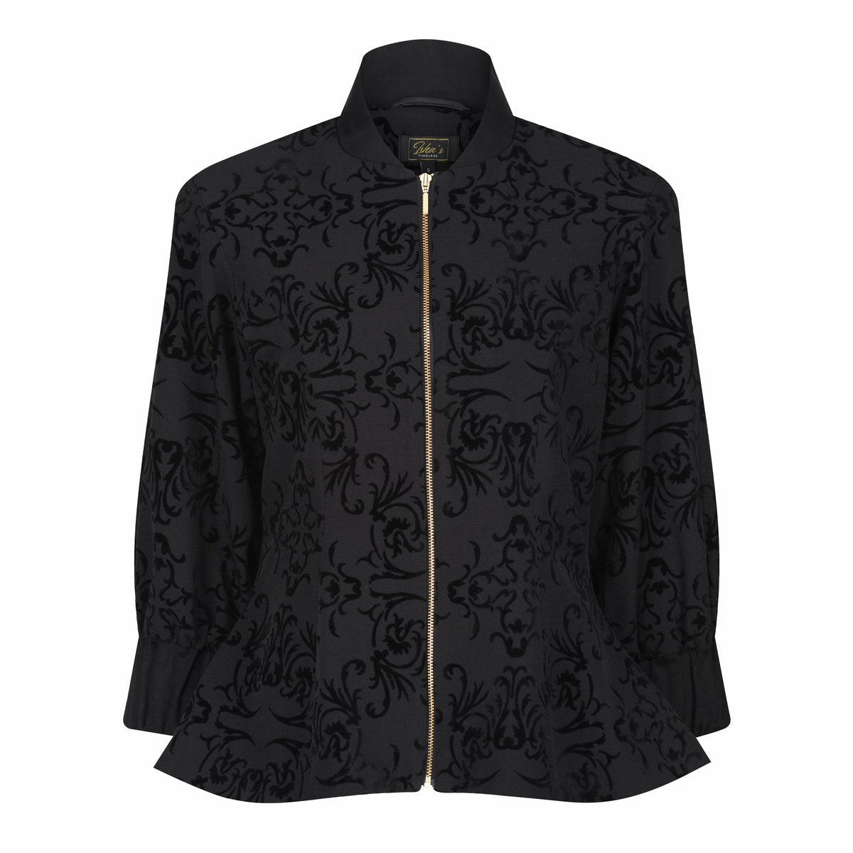 Vintage Black Velvet Fitted Jacket Blouse