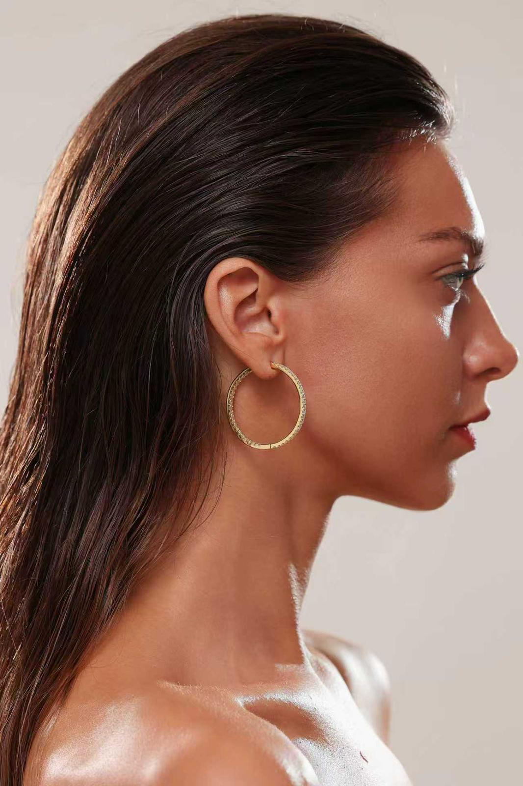 Mira Gold Full Hoop Earrings - 14K Gold Vermeil, Moissanite