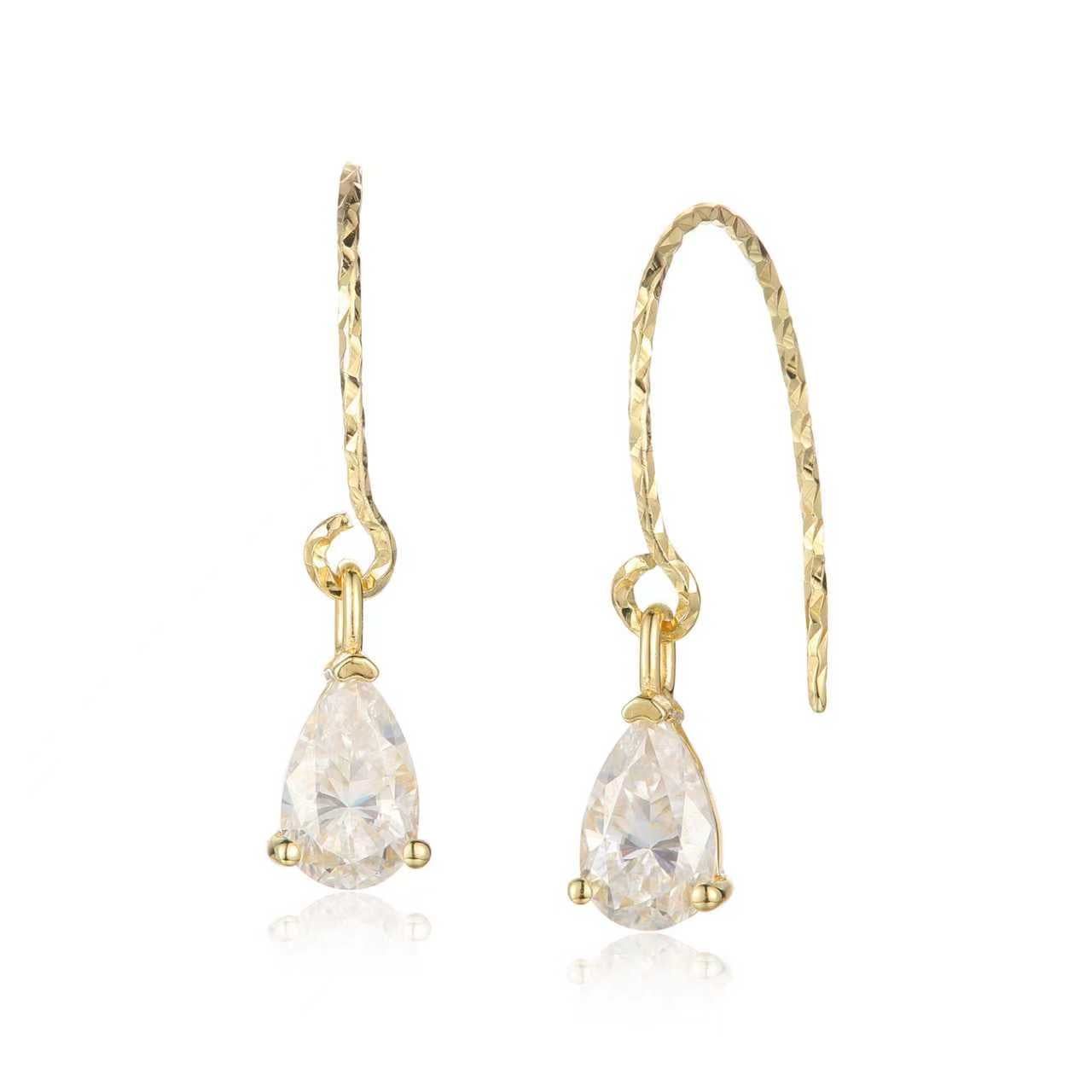 The Aurora Drop 18k Gold Vermil and Moissanite Solid 925 Sterling Silver