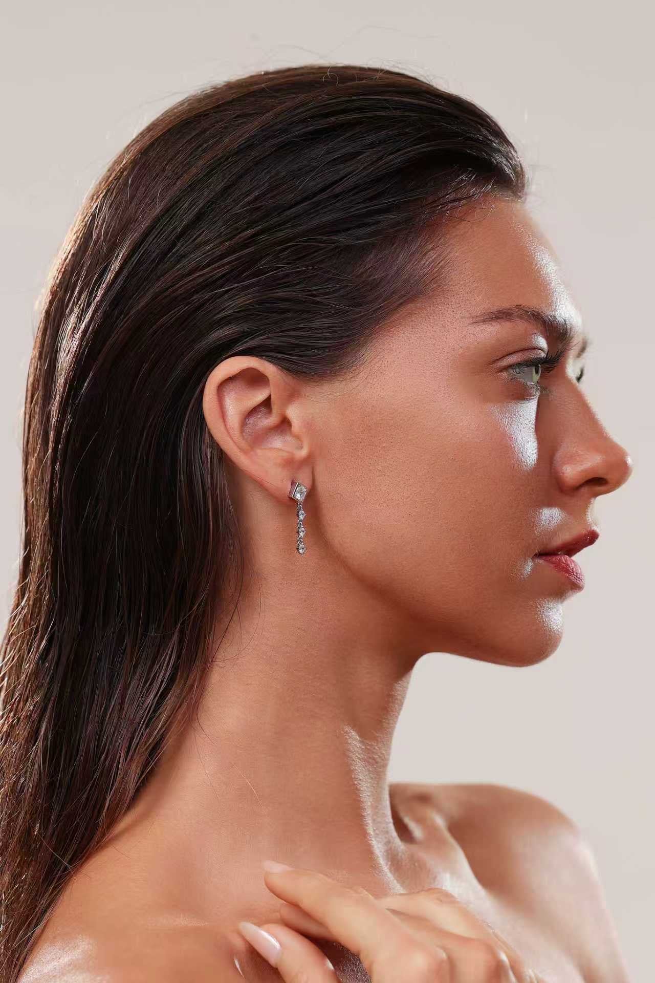 Halo Kite Earrings - Solid 925 Sterling Silver, Rhodium-Plated