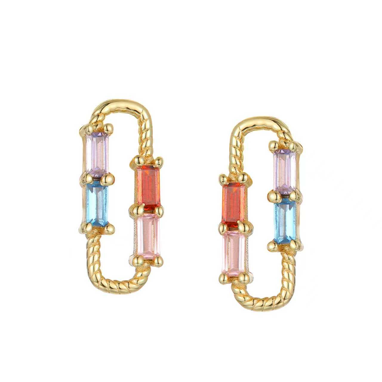 Rina Earrings - 14K Gold Vermeil, Ruby & Sapphire