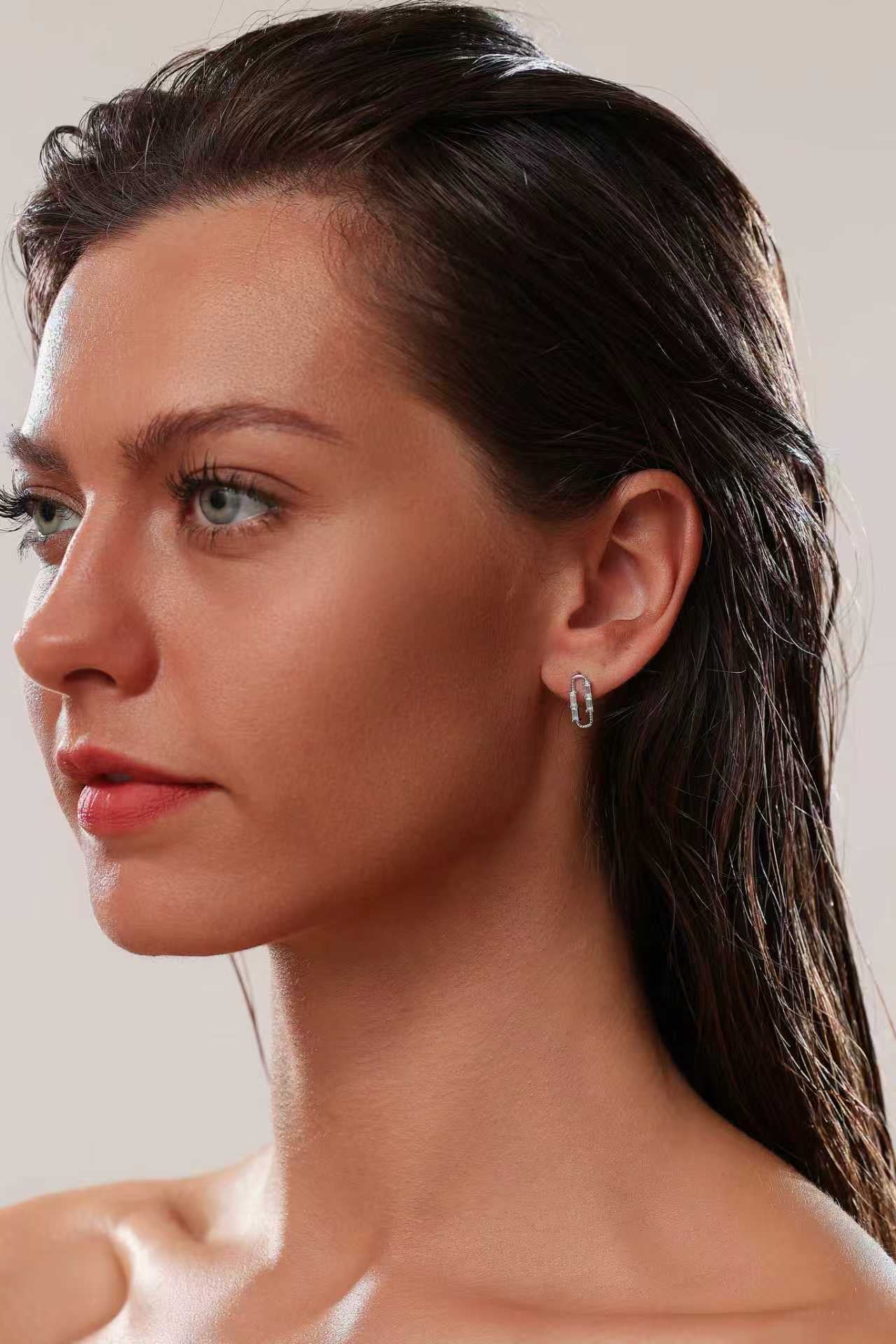 Rina Earrings - Solid 925 Sterling Silver, Rhodium-Plated