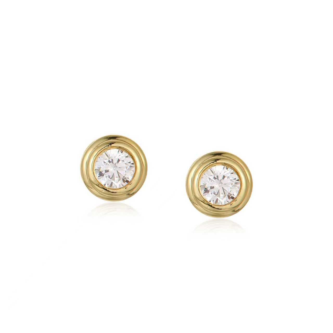 Round Whisper Studs - 14K Gold Vermeil, Moissanite